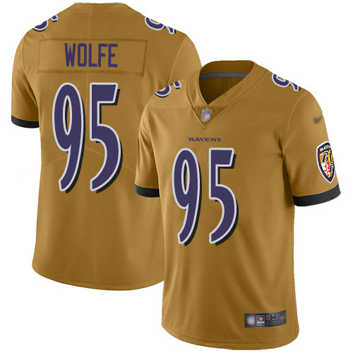 Nike Ravens #95 Derek Wolfe Gold Men's Stitched NFL Limited Inverted Legend Jersey