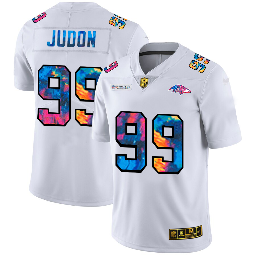 Baltimore Ravens #99 Matthew Judon Men's White Nike Multi-Color 2020 NFL Crucial Catch Limited NFL Jersey