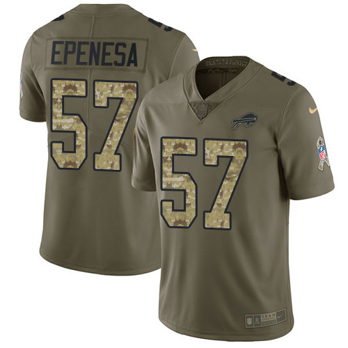 Nike Bills #57 A.J. Epenesas Olive/Camo Men's Stitched NFL Limited 2017 Salute To Service Jersey