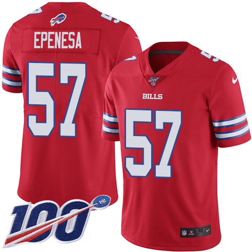 Nike Bills #57 A.J. Epenesas Red Men's Stitched NFL Limited Rush 100th Season Jersey