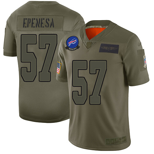 Nike Bills #57 A.J. Epenesas Camo Men's Stitched NFL Limited 2019 Salute To Service Jersey