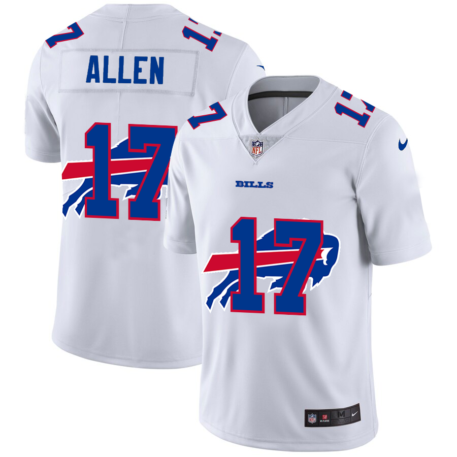 Buffalo Bills #17 Josh Allen White Men's Nike Team Logo Dual Overlap Limited NFL Jersey