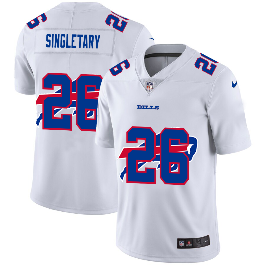 Buffalo Bills #26 Devin Singletary White Men's Nike Team Logo Dual Overlap Limited NFL Jersey
