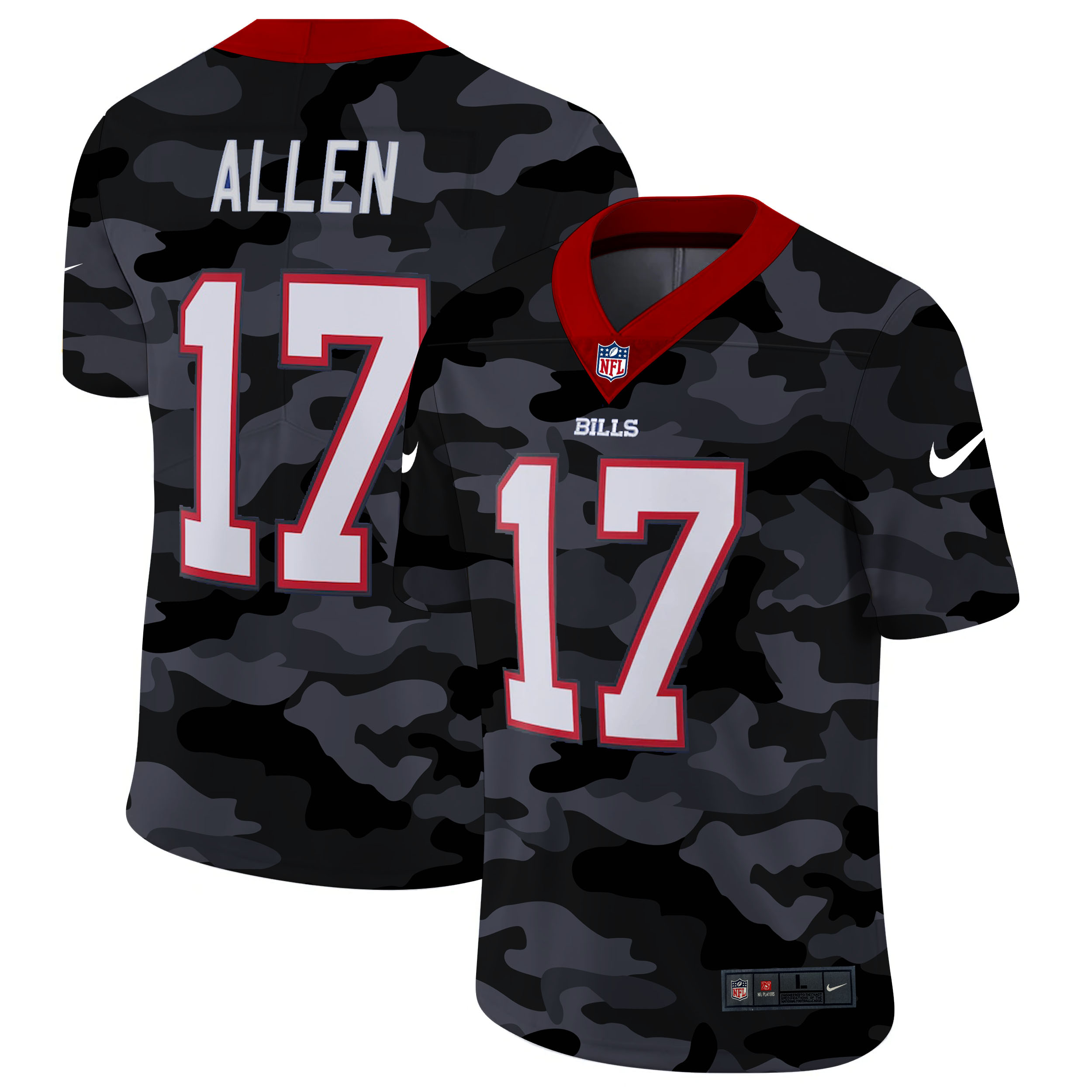 Buffalo Bills #17 Josh Allen Men's Nike 2020 Black CAMO Vapor Untouchable Limited Stitched NFL Jersey