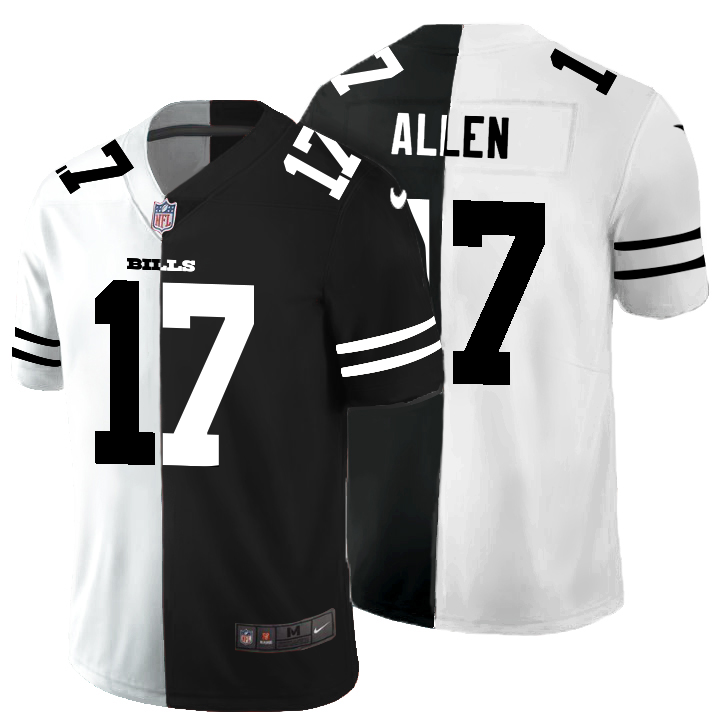 Buffalo Bills #17 Josh Allen Men's Black V White Peace Split Nike Vapor Untouchable Limited NFL Jersey