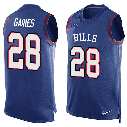 Nike Bills #28 E.J. Gaines Royal Blue Team Color Men's Stitched NFL Limited Tank Top Jersey