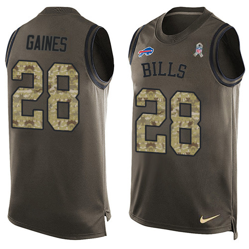 Nike Bills #28 E.J. Gaines Green Men's Stitched NFL Limited Salute To Service Tank Top Jersey