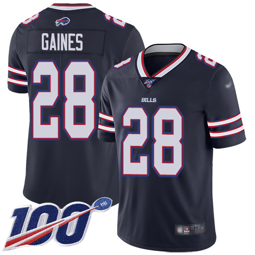 Nike Bills #28 E.J. Gaines Navy Men's Stitched NFL Limited Inverted Legend 100th Season Jersey