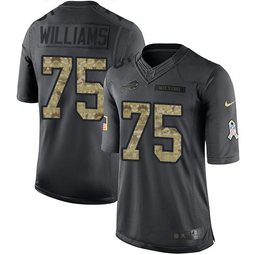 Nike Bills #75 Daryl Williams Black Men's Stitched NFL Limited 2016 Salute to Service Jersey