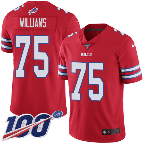 Nike Bills #75 Daryl Williams Red Men's Stitched NFL Limited Rush 100th Season Jersey