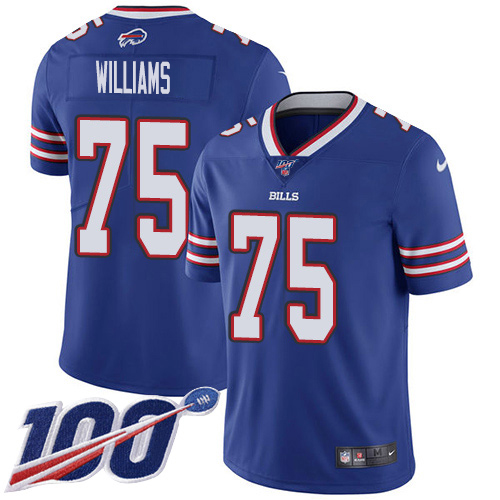 Nike Bills #75 Daryl Williams Royal Blue Team Color Men's Stitched NFL 100th Season Vapor Untouchable Limited Jersey