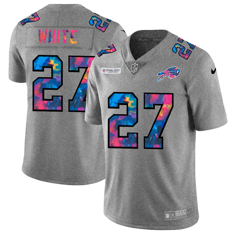 Buffalo Bills #27 Tre'Davious White Men's Nike Multi-Color 2020 NFL Crucial Catch NFL Jersey Greyheather