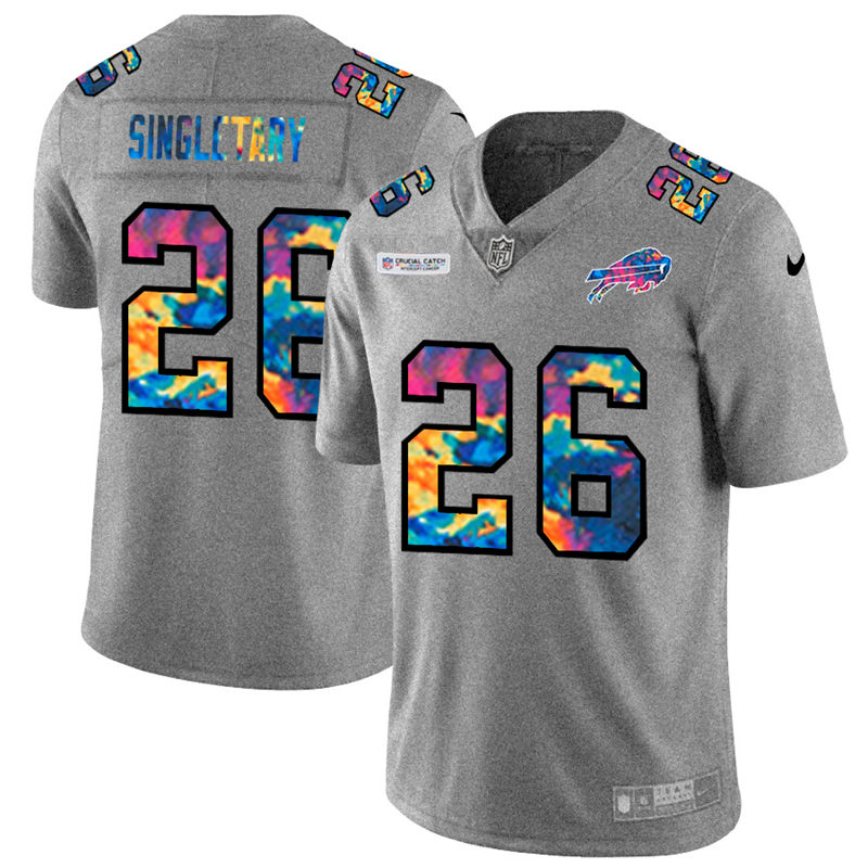 Buffalo Bills #26 Devin Singletary Men's Nike Multi-Color 2020 NFL Crucial Catch NFL Jersey Greyheather