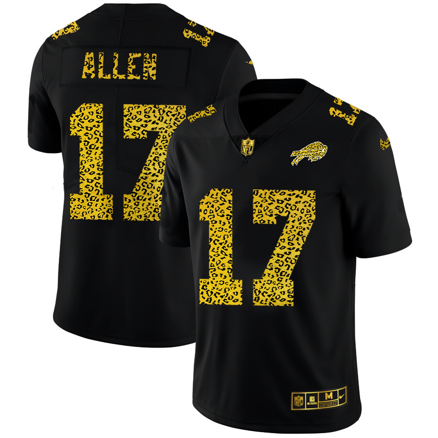 Buffalo Bills #17 Josh Allen Men's Nike Leopard Print Fashion Vapor Limited NFL Jersey Black