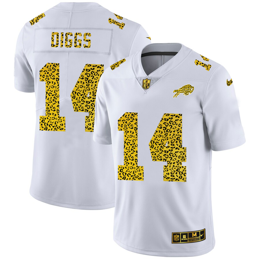 Buffalo Bills #14 Stefon Diggs Men's Nike Flocked Leopard Print Vapor Limited NFL Jersey White Buffalo Bills #14 Stefon Diggs Men's Nike Flocked Leopard Print Vapor Limited NFL Jersey White