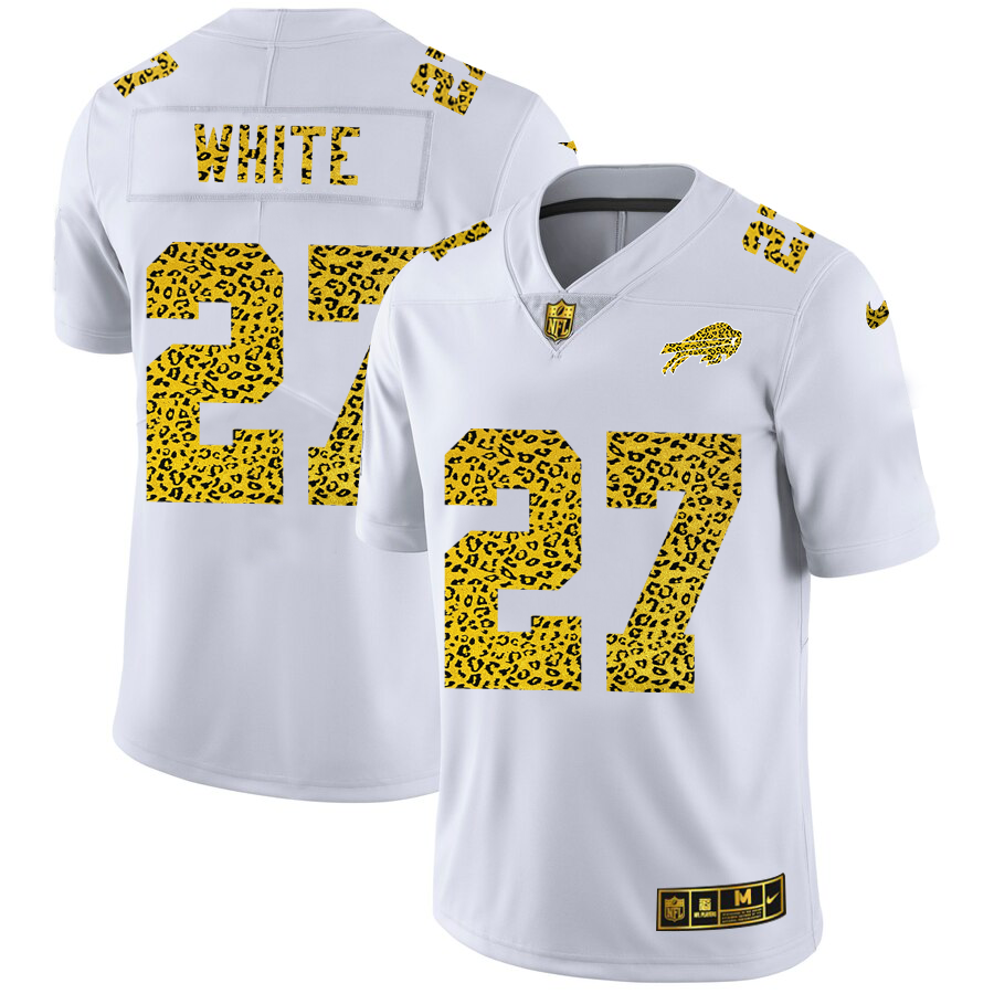 Buffalo Bills #27 Tre'Davious White Men's Nike Flocked Leopard Print Vapor Limited NFL Jersey White