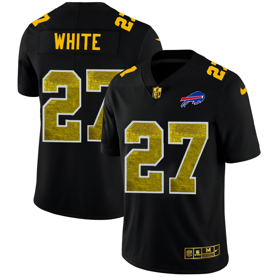 Buffalo Bills #27 Tre'Davious White Men's Black Nike Golden Sequin Vapor Limited NFL Jersey