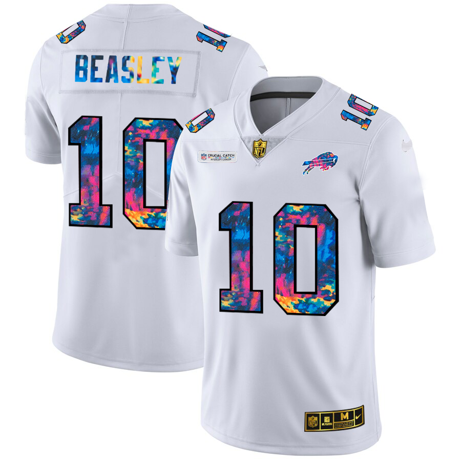 Buffalo Bills #10 Cole Beasley Men's White Nike Multi-Color 2020 NFL Crucial Catch Limited NFL Jersey