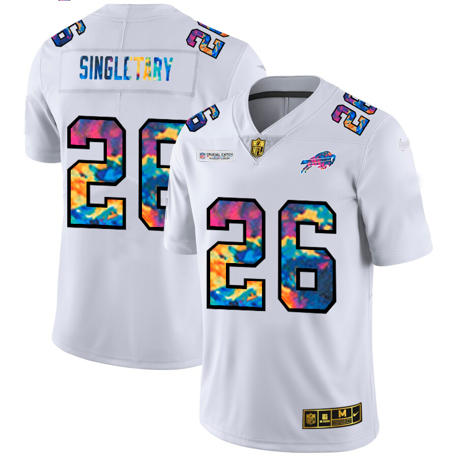 Buffalo Bills #26 Devin Singletary Men's White Nike Multi-Color 2020 NFL Crucial Catch Limited NFL Jersey