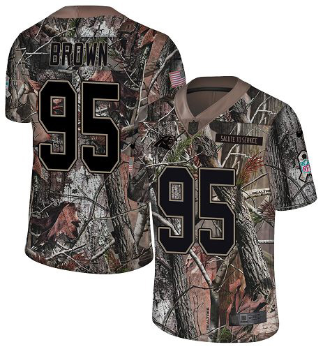 Nike Panthers #95 Derrick Brown Camo Men's Stitched NFL Limited Rush Realtree Jersey