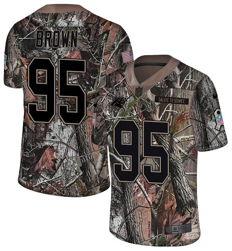 Nike Panthers #95 Derrick Brown Camo Men's Stitched NFL Limited Rush Realtree Jersey