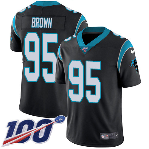 Nike Panthers #95 Derrick Brown Black Team Color Men's Stitched NFL 100th Season Vapor Untouchable Limited Jersey