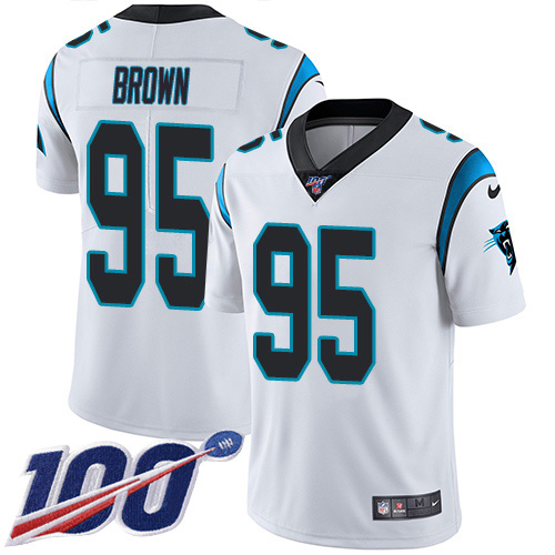 Nike Panthers #95 Derrick Brown White Men's Stitched NFL 100th Season Vapor Untouchable Limited Jersey