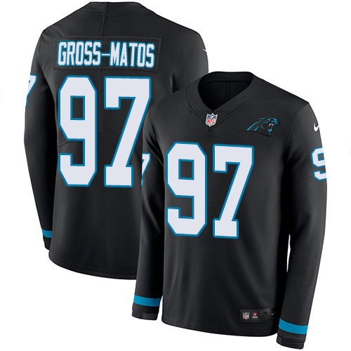 Nike Panthers #97 Yetur Gross-Matos Black Team Color Men's Stitched NFL Limited Therma Long Sleeve Jersey