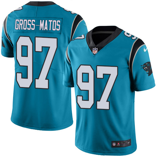 Nike Panthers #97 Yetur Gross-Matos Blue Men's Stitched NFL Limited Rush Jersey