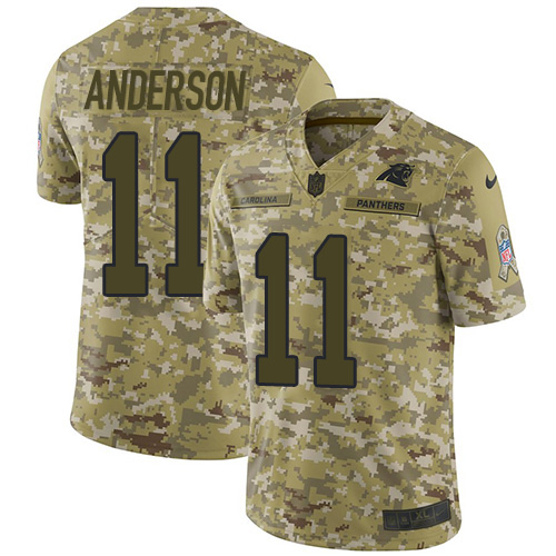 Nike Panthers #11 Robby Anderson Camo Men's Stitched NFL Limited 2018 Salute To Service Jersey