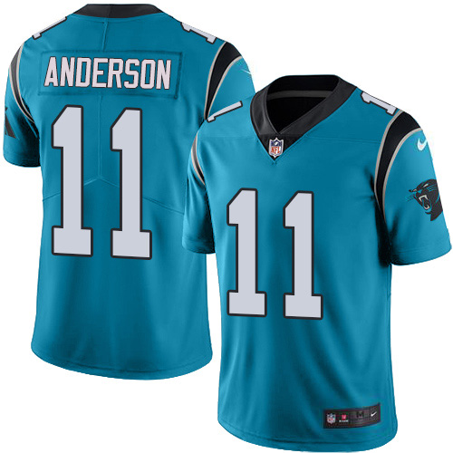 Nike Panthers #11 Robby Anderson Blue Men's Stitched NFL Limited Rush Jersey
