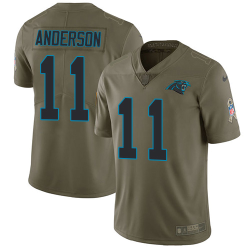 Nike Panthers #11 Robby Anderson Olive Men's Stitched NFL Limited 2017 Salute To Service Jersey