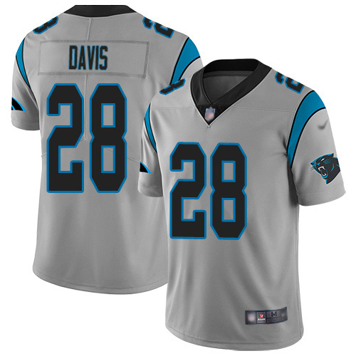 Nike Panthers #28 Mike Davis Silver Men's Stitched NFL Limited Inverted Legend Jersey