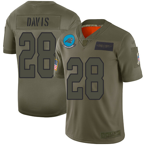 Nike Panthers #28 Mike Davis Camo Men's Stitched NFL Limited 2019 Salute To Service Jersey