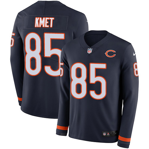 Nike Bears #85 Cole Kmet Navy Blue Team Color Men's Stitched NFL Limited Therma Long Sleeve Jersey