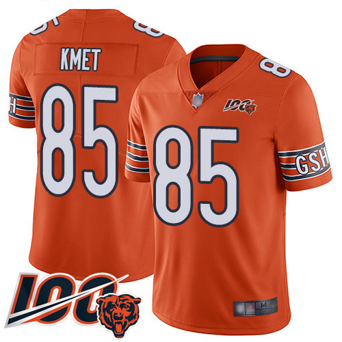 Nike Bears #85 Cole Kmet Orange Men's Stitched NFL Limited Rush 100th Season Jersey