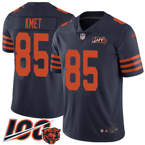 Nike Bears #85 Cole Kmet Navy Blue Alternate Men's Stitched NFL 100th Season Vapor Untouchable Limited Jersey
