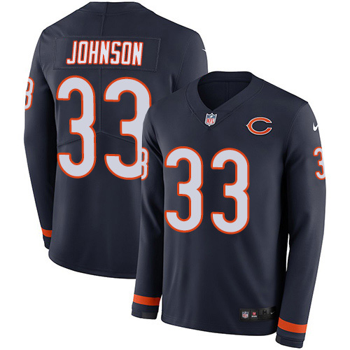 Nike Bears #33 Jaylon Johnson Navy Blue Team Color Men's Stitched NFL Limited Therma Long Sleeve Jersey