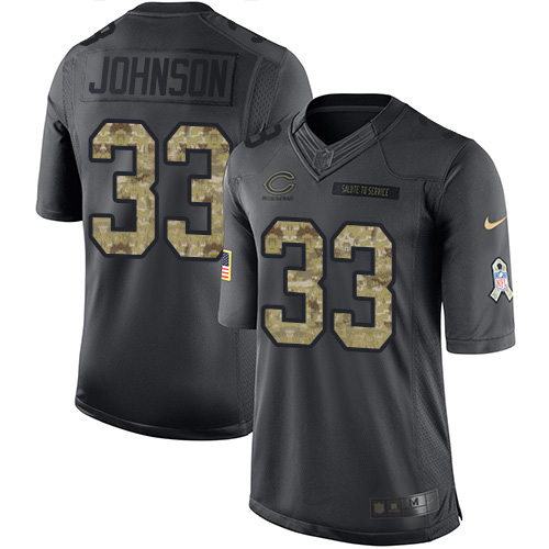 Nike Bears #33 Jaylon Johnson Black Men's Stitched NFL Limited 2016 Salute to Service Jersey