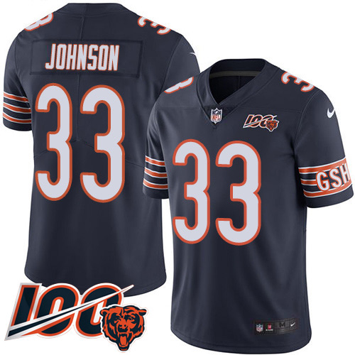 Nike Bears #33 Jaylon Johnson Navy Blue Team Color Men's Stitched NFL 100th Season Vapor Untouchable Limited Jersey