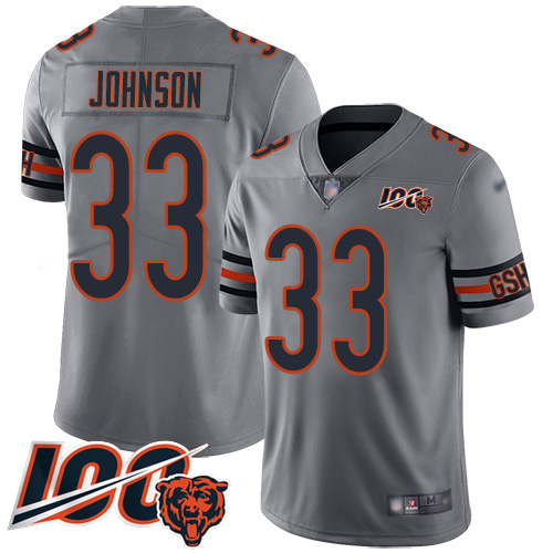 Nike Bears #33 Jaylon Johnson Silver Men's Stitched NFL Limited Inverted Legend 100th Season Jersey