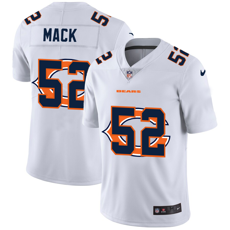 Chicago Bears #52 Khalil Mack White Men's Nike Team Logo Dual Overlap Limited NFL Jersey
