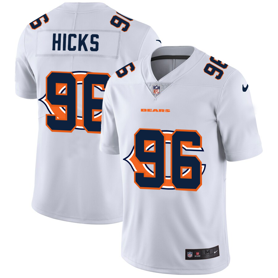 Chicago Bears #96 Akiem Hicks White Men's Nike Team Logo Dual Overlap Limited NFL Jersey