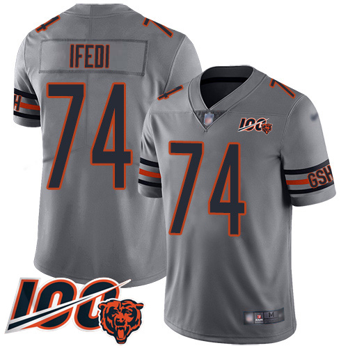 Nike Bears #74 Germain Ifedi Silver Men's Stitched NFL Limited Inverted Legend 100th Season Jersey