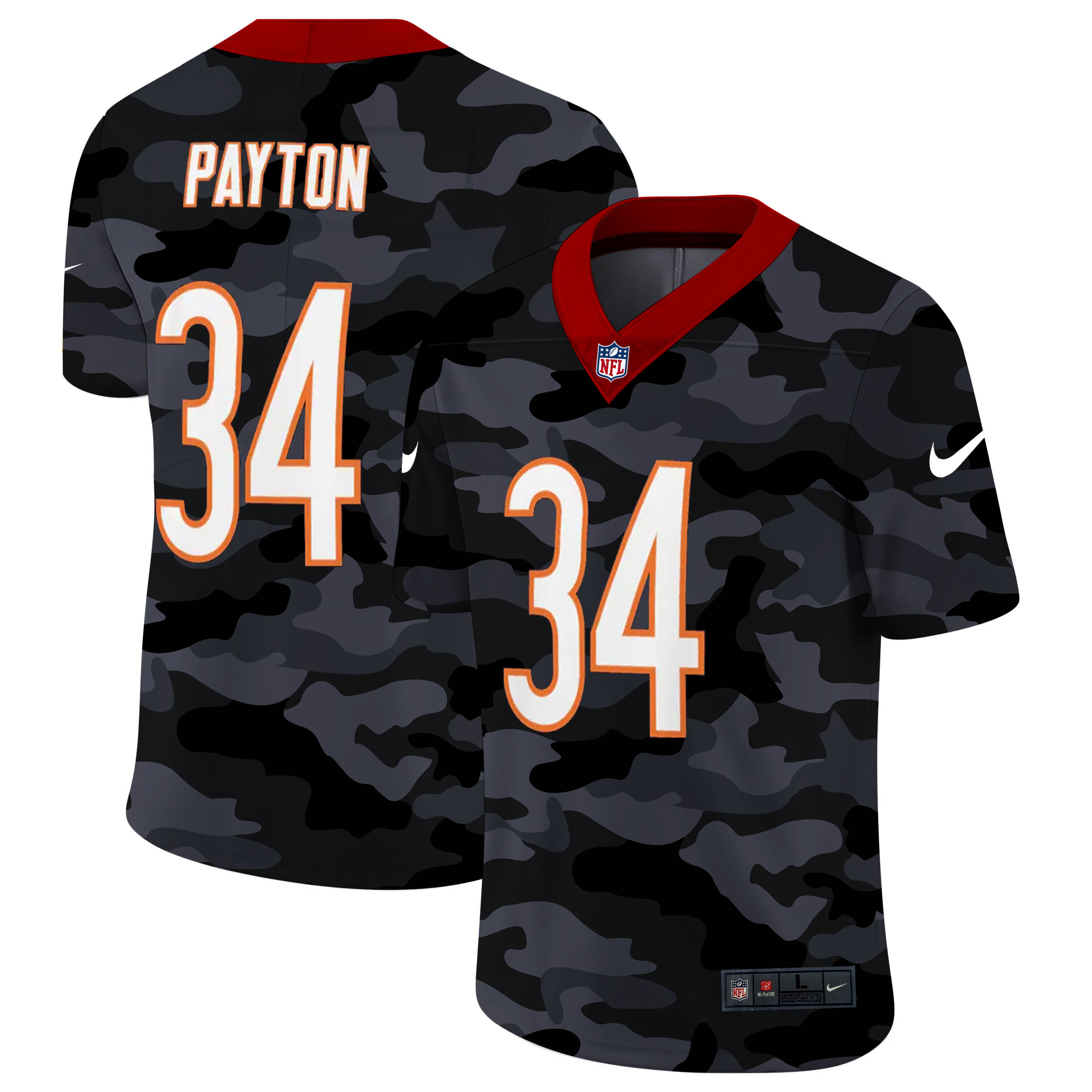 Chicago Bears #34 Walter Payton Men's Nike 2020 Black CAMO Vapor Untouchable Limited Stitched NFL Jersey