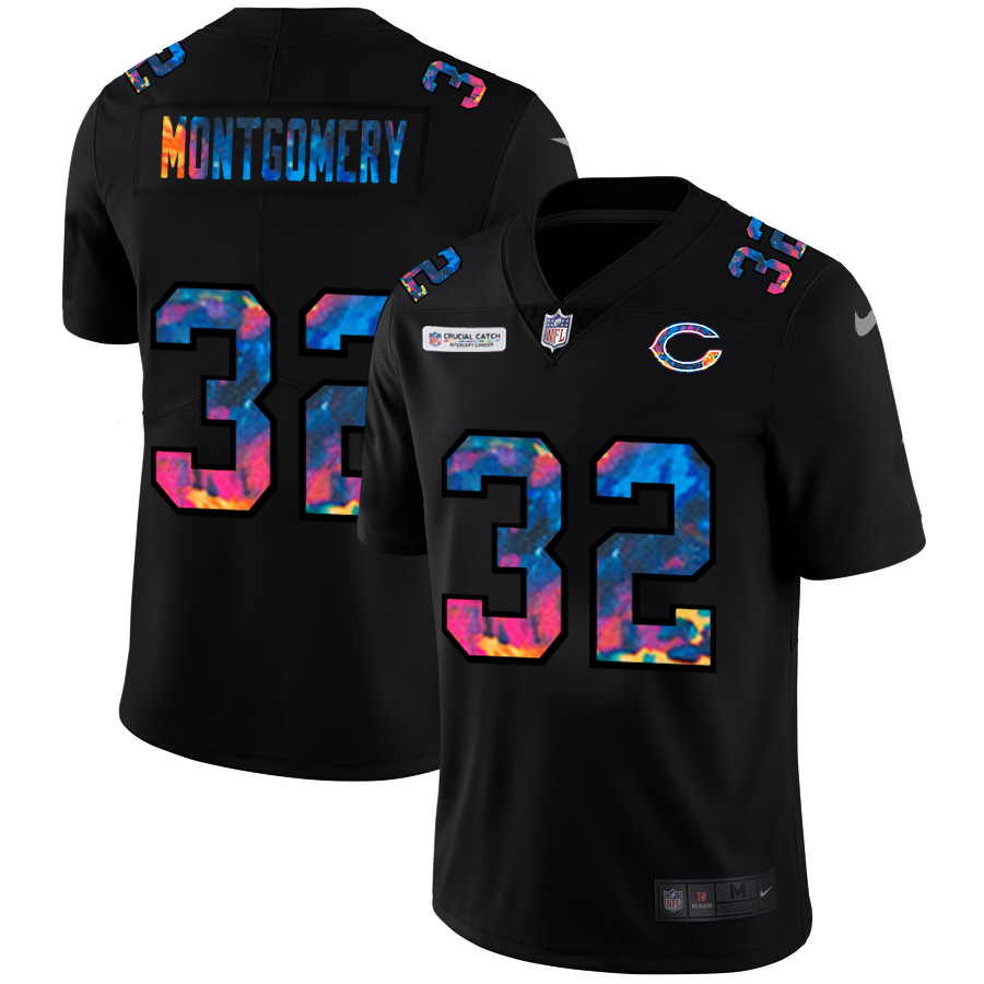 Chicago Bears #32 David Montgomery Men's Nike Multi-Color Black 2020 NFL Crucial Catch Vapor Untouchable Limited Jersey