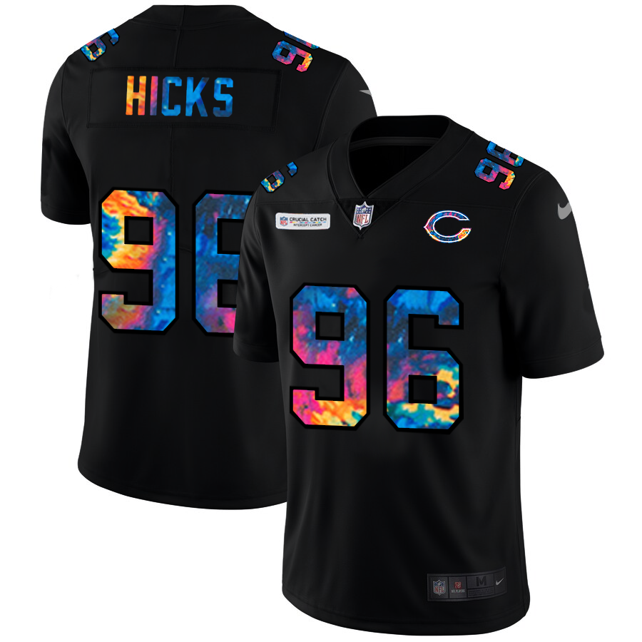 Chicago Bears #96 Akiem Hicks Men's Nike Multi-Color Black 2020 NFL Crucial Catch Vapor Untouchable Limited Jersey