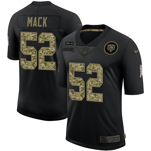 Chicago Bears #52 Khalil Mack Men's Nike 2020 Salute To Service Camo Limited NFL Jersey Black