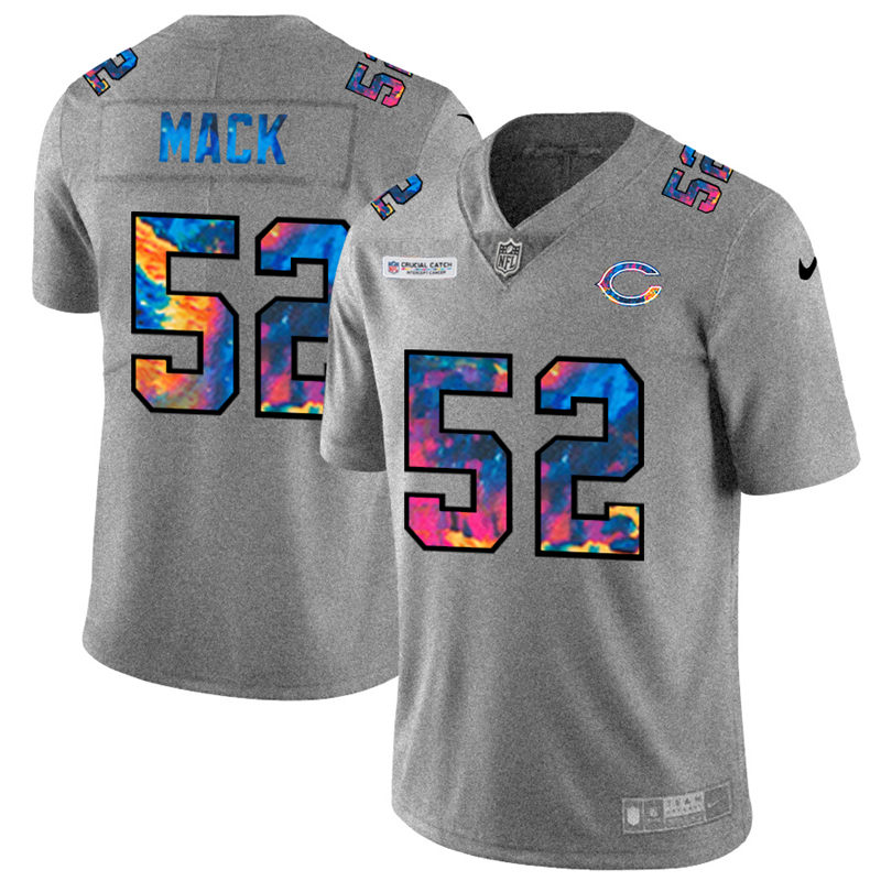 Chicago Bears #52 Khalil Mack Men's Nike Multi-Color 2020 NFL Crucial Catch NFL Jersey Greyheather