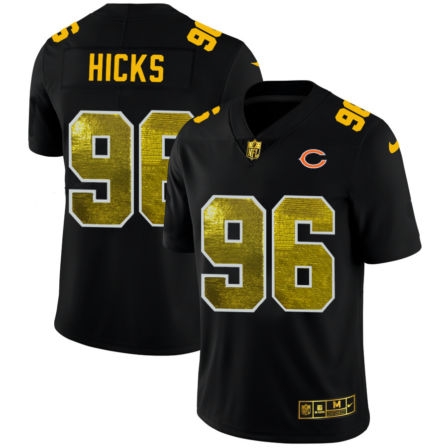Chicago Bears #96 Akiem Hicks Men's Black Nike Golden Sequin Vapor Limited NFL Jersey